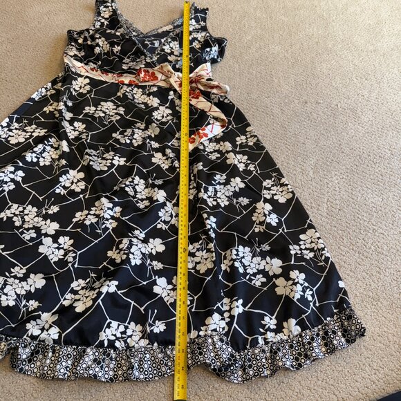 Jonathan Martin Dress Wrap Midi Sleeveless Floral Black Red White Sz 8 #279206 - Picture 7 of 12